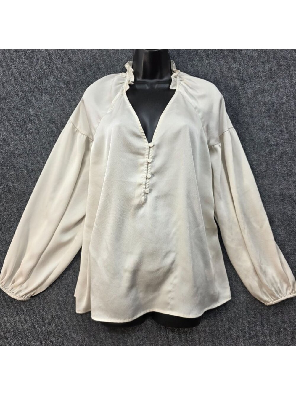 Express Ruffle Neck Blouse Balloon Sleeve Top XL Minimalist Soft Girl Peasant